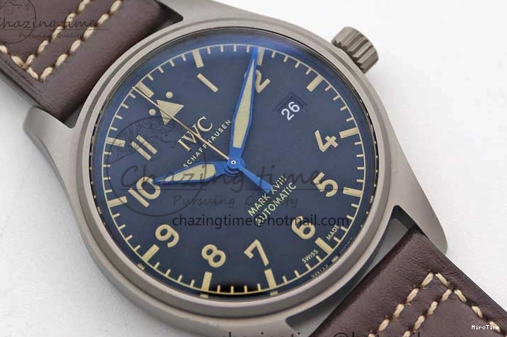 MIROTIME 0312 Mark XVIII IW327006 Titanium M+F 1:1 Best Edition Black Dial on Brown Leather Strap A Efficient 7052